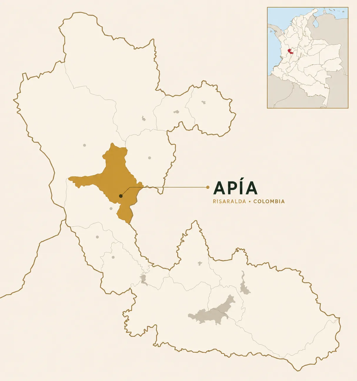 Mapa de ubicación de Apía en Risaralda