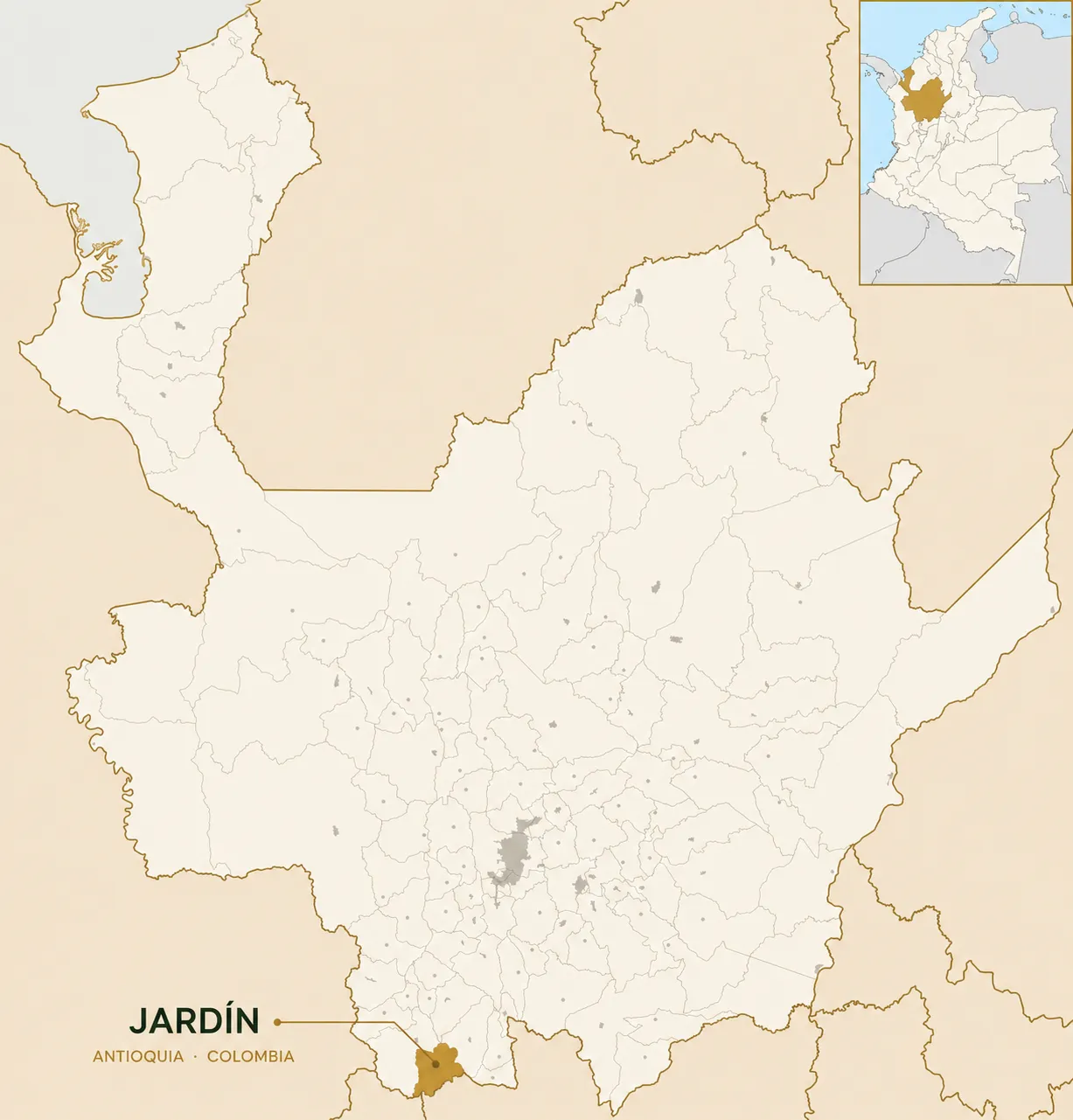 Mapa de ubicación de Jardín en Antioquia